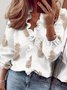 Polyester Fibre V Neck Floral Loose Blouses