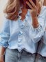 Polyester Fibre V Neck Floral Loose Blouses