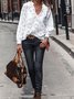 Casual Cotton V Neck Patchwork Blouses