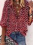 Loose Floral Half Sleeve V Neck Casual Blouses