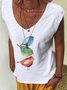 Cotton-Blend Crew Neck Casual T-shirt
