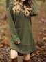 Hooded Solid Cotton-Blend Loose Causal Dress