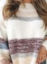 Vintage Multicolor Striped Long Sleeve Crew Neck Casual Sweater
