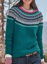 Casual Geometric Knitted Long Sleeve Jumper