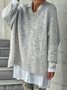 Women Casual Winter Solid Crew Neck Daily Long sleeve Loose Cotton-Blend Regular Jumper