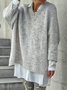 Women Casual Winter Solid Crew Neck Daily Long sleeve Loose Cotton-Blend Regular Jumper