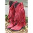 Plus Size Tassel Vintage Leather Chunky Heel Cowboy Boots
