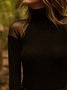Vintage Turtleneck Long Sleeve Polyester Cotton Top