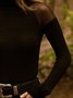 Vintage Turtleneck Long Sleeve Polyester Cotton Top