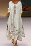 Loose V Neck Floral Floral Dress