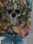 Crew Neck Casual Skull Loose Hoodies & Sweatshirt