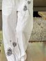 Cotton-Blend Loose Printed Trousers
