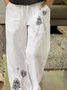 Cotton-Blend Loose Printed Trousers