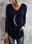 V Neck Loose Printed Casual Blouses