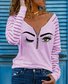 Casual V Neck Cotton-Blend Printed Blouses