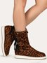 Leopard Snake Print Plain Casual Short Boots