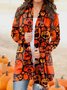 Ethnic Spring Basics Micro-Elasticity Holiday Jersey Long sleeve Loose Flat collar Other Coat for Women