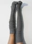 Twist Solid Color  Knit Casual Socks