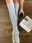 Twist Solid Color  Knit Casual Socks
