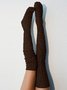 Twist Solid Color  Knit Casual Socks