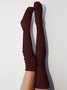 Twist Solid Color  Knit Casual Socks