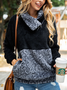 Asymmetrical Neck Furry Long Sleeves Top