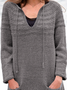 V neck Plain Cotton Blends Casual Jumper
