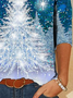 Crew Neck Casual Loose Christmas Snowman Blouses