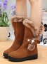 Simple Metal Wool Stitching And Velvet Warm Snow Snow Boots