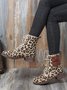 Casual Leopard Print Pocket Martin Combat Combat Boots