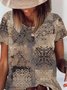 Casual Cotton-Blend Loose Crew Neck T-shirt