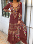 U-Neck Boho Ethnic Maxi