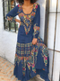 U-Neck Boho Ethnic Maxi