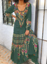 U-Neck Boho Ethnic Maxi