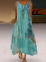 Sea Catwalk Style V Neck Polyester Fibre Boho Dress