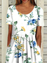 Loose Floral Polyester Fibre Casual Midi