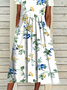 Loose Floral Polyester Fibre Casual Midi