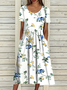 Loose Floral Polyester Fibre Casual Midi