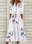 Half Sleeve Casual Loose V Neck Midi