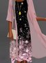 Crew Neck Floral Casual Cotton-Blend Midi