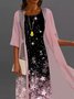 Crew Neck Floral Casual Cotton-Blend Midi
