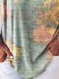 Printed Simple V Neck Loose T-shirt