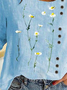 Boho Crew Neck Cotton-Blend Blouses