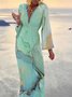 V Neck Loose Boho Maxi