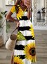 Loose Jersey V Neck Casual Maxi