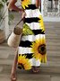 Loose Jersey V Neck Casual Maxi