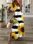 Loose Jersey V Neck Casual Maxi
