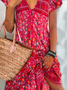 Ethnic V Neck Boho Maxi