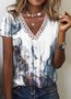 V Neck Jersey Printed Loose T-shirt