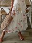 Polyester Fibre Loose Casual V Neck Maxi